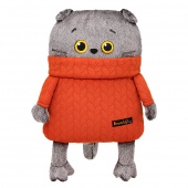 Кот-подушка в свитере с косами 32см Kp34-251