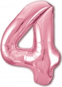 Шар 40"/102 см Цифра 4 Slim розовый фламинго 755389
