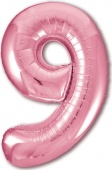 Шар 40"/102 см Цифра 9 Slim розовый фламинго 755433