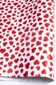 Упаковочная бумага (0,7*1м) Красные сердечки, бел. 100/4007