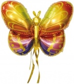Шар 37"/94 см Фигура 3D Бабочка карнавальные крылья, золото 23477