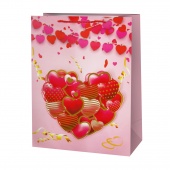 Пакет подар 3D Прелестные сердечки, дизайн №1, метал. 32х26х10см 502721